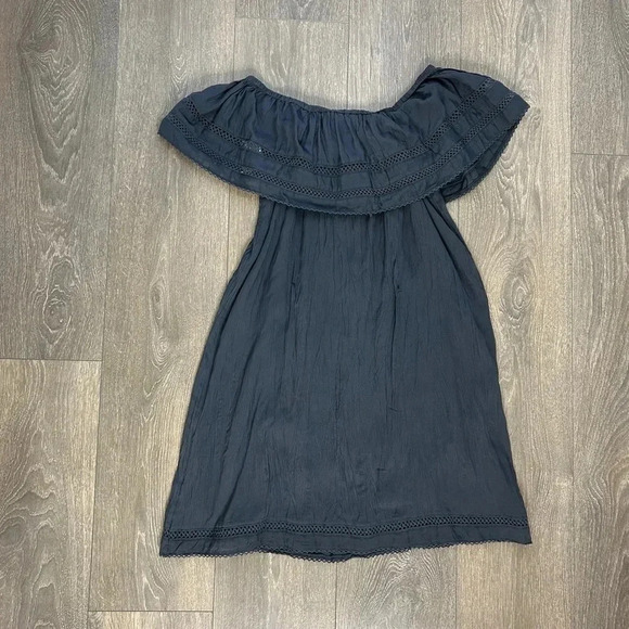Aritzia Wilfred Emmie Mini Dress Lace Off the Shoulders Eyelet Blue size XXS - Picture 15 of 16